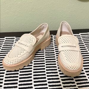 Dolce Vita Cream Perforated Lug Sole Penny Loafers